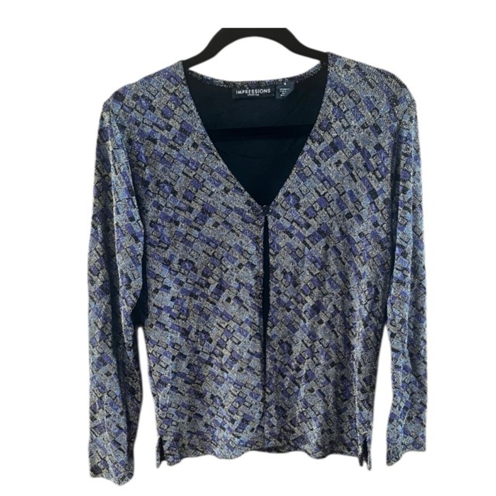 Impressions Vintage Metallic Long Sleeve Blouse